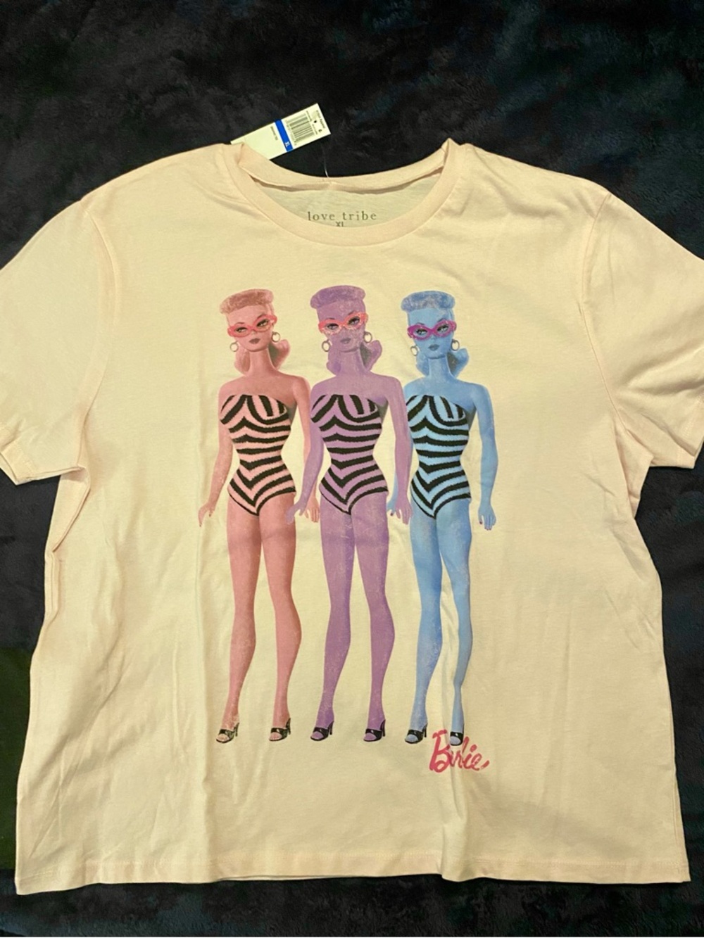 Love Tribe Pastel Pink Barbie Silhouette Trio Tee NWT